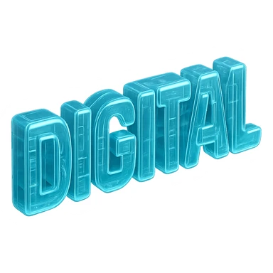 The word "DIGITAL" BOLD, cyan blue sticker
