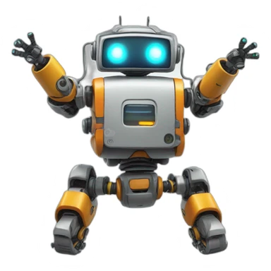 a cheerful multi-colored jumping robot sticker