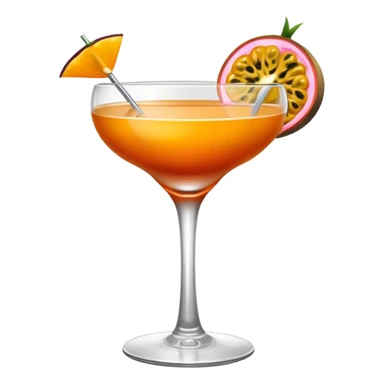 Dark orange cocktail passion fruit garnish in a coupe cocktail glass sticker