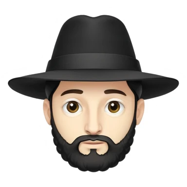 Hasidic Jewish man with wide-brimmed black hat, curled side locks, short beard, traditional attire, neutral expression sticker
