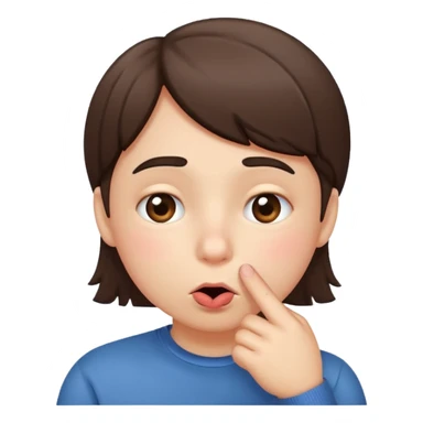 Emoji gêné les joues rose avec un doigt dans la bouche et les yeux qui regarde sur le côté iOS  sticker