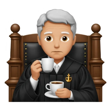 Sleepy judge sipping coffee in court sticker