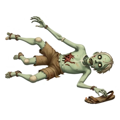 fullbody zombie leper laying on the ground, one arm outstretched, ancient sandals, loose shirt sticker