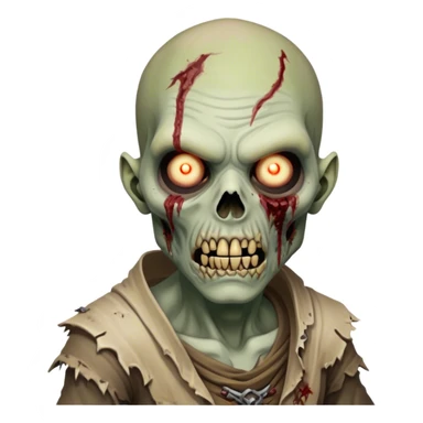 Cinematic Realistic WoW undead friendly zombie Portrait, captured in a fierce, battle-ready stance, muscles taut beneath his tattered, earth-toned attire. His decayed, pallid skin and glowing eyes are rendered with intense lifelike detail and dynamic lighting, high shine, embodying the raw, relentless fury of an undead friendly zombie in the heat of combat. sticker