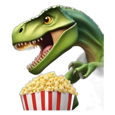 dinosaur firing laser beams trhough his eyes while eating popcorn sticker