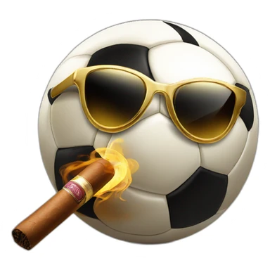 soccer ball wearing gold shades and smoking a cigar sticker