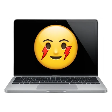 macbook desligado com um sinal de flash sticker