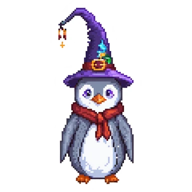 penguin wizard casting a spell sticker