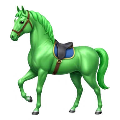 Green horse stands up with two feets facing left  sticker