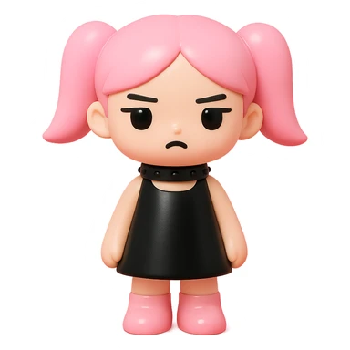 BLACKPINK-inspired gothic choker, no hearts, black and pink, glossy and bold, vinyl figure style sticker
