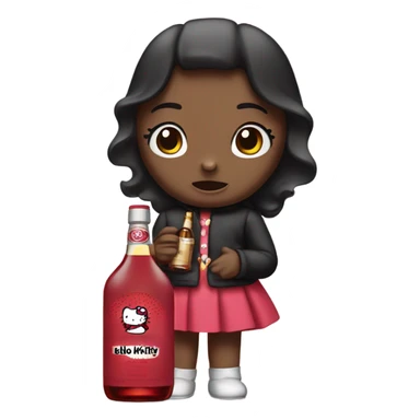 Hello kitty crying tears sad holding Hennessy bottle😭  sticker