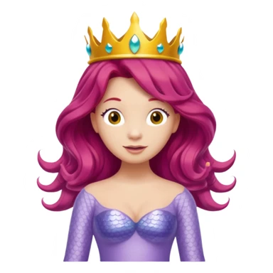 Bubbles the Mermaid from The Wiggles with light skin, long red hair, light lilac outfit, yellow crown sticker