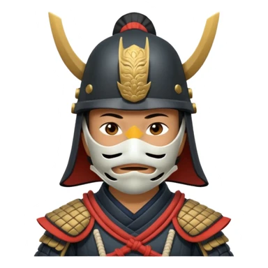 Samurai with helmet and a mask covering their mouth sticker