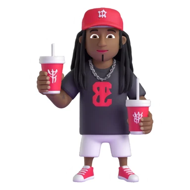 lil wayne holding a double styrofoam cup with one cup stacked inside another sticker