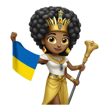 Egyptian queen girl holding ukraine flag sticker
