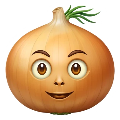 A human morphed into an onion sticker