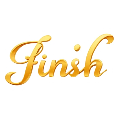 The Word "finish" written in a script sticker