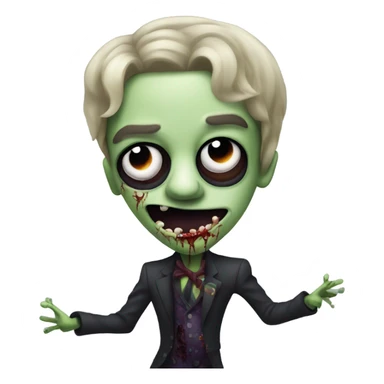 popstar prince as a zombie dancing with  a thin painter's moustache sticker