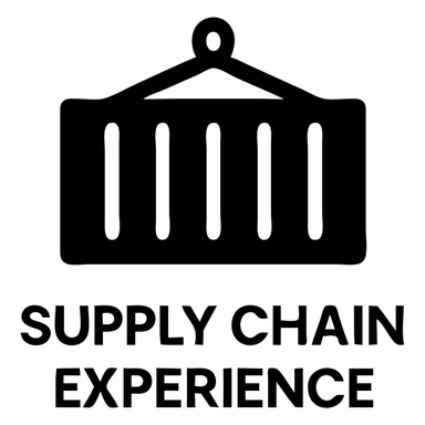 icon for "Supply Chain Experience", clean lines, shipping container sticker