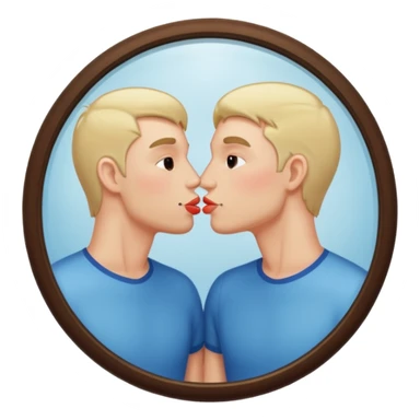 man kissing his reflection in a mirror sticker