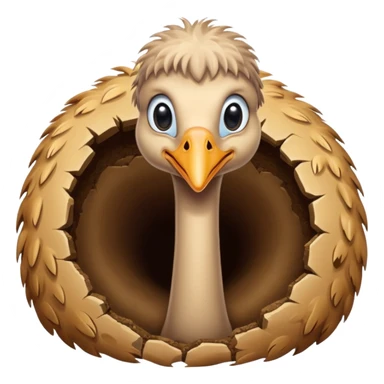 Ostrich with it's head inside a hole in the ground only it's body and neck visible sticker