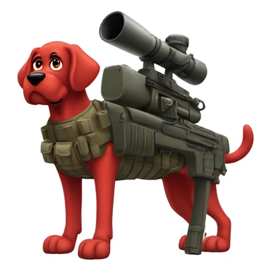 Clifford the giant bright red dog pbs humanoid as a military sniper call of duty character standing alone sticker