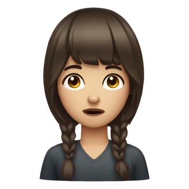 A brunette girl with bangs who is so tired she is crying  sticker