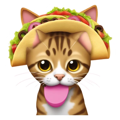 tabby cat with pink nose eating a taco sticker