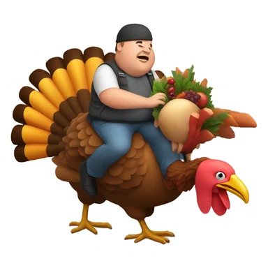 Fat dude riding a turkey sticker