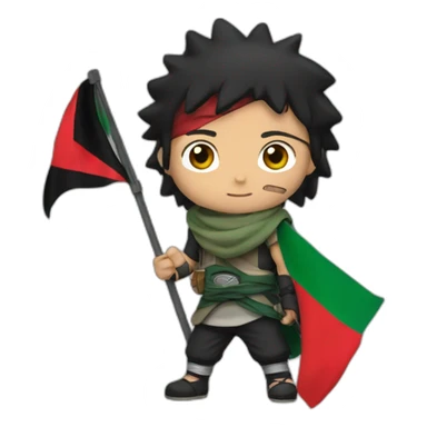 Naruto holding a Palestinian flag sticker