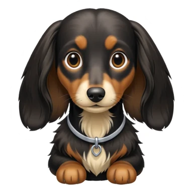 Black and cream long haired dachshund getting haircut sticker