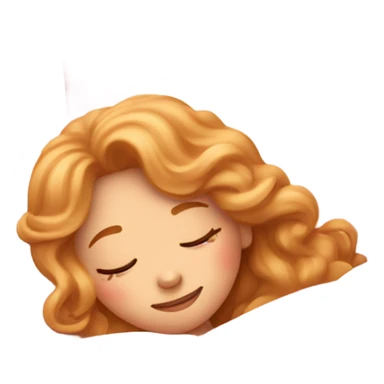 strawberry blonde girl wavy hair sleeping in pink bed sticker