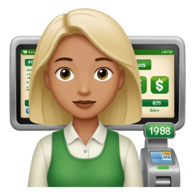 Eine Person die an der Supermarktkasse steht. Die Kasse ist gekennzeichnet als "Plauderkasse" und im grünen Design. sticker