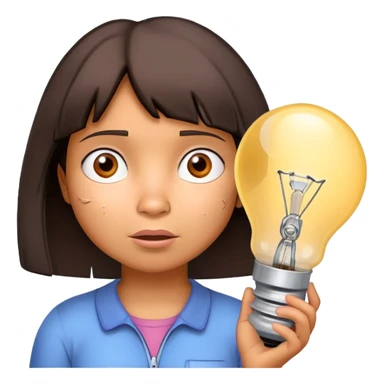 dora the explorer with a cracked lightbulb above her head looking dumb sticker