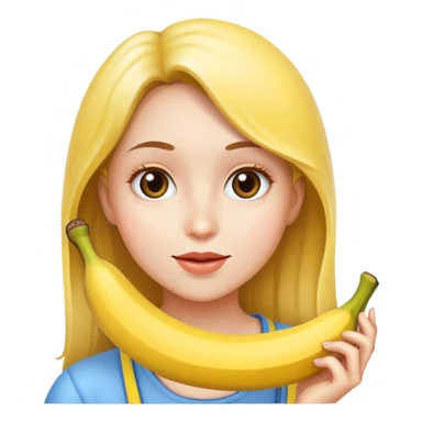 Girl with banana in next to face  sticker