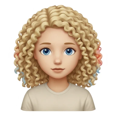 Curly blond blue eyes. Long hair cool beige blond. Longer hair beige ash blonde sticker