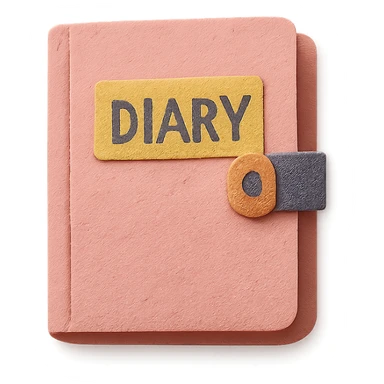 a pink diary, paper craft style sticker