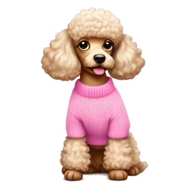 Cute poodle in pink sweater  sticker