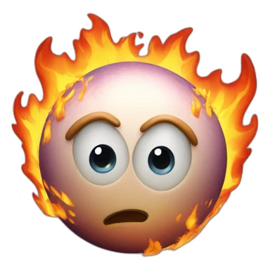 3d sphere with a cartoon fire texture with big beautiful eyes sticker