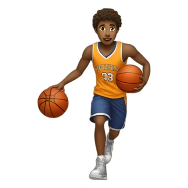 a teenager play basketball sticker