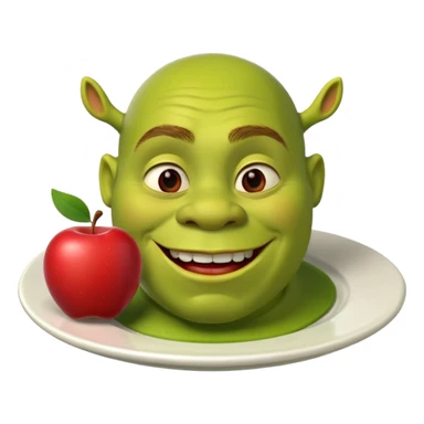 shrek on a plate with an apple inside his mouth sticker