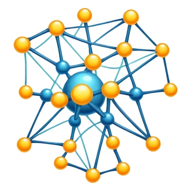 cartoon neural network with glowing nodes and connections sticker