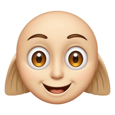 wide eyes open flying face with one eye winking, with a big smile sticker