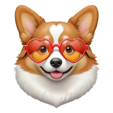 Corgi wearing heart shaped glasses sticker
