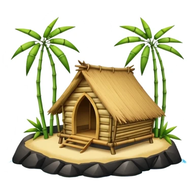 bamboo hut in Volcano Island sticker