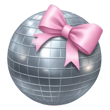 Disco ball with a light pink bow  sticker