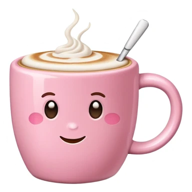 Pink mug with latte  sticker