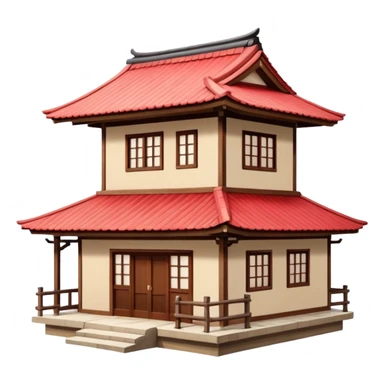 japan style wood house red beige sticker