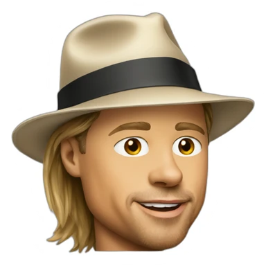 Brad Pitt wearing a hat sticker