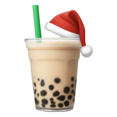 Boba tea with a santa hat sticker